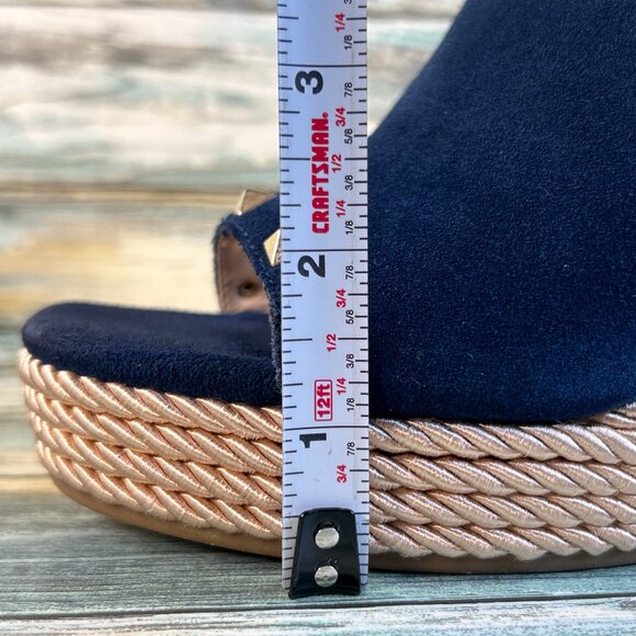 Marc Fisher Platform Slide Sandal Womens 8M Blue Suede Rope Wedge Heel Studded. - Picture 10 of 12